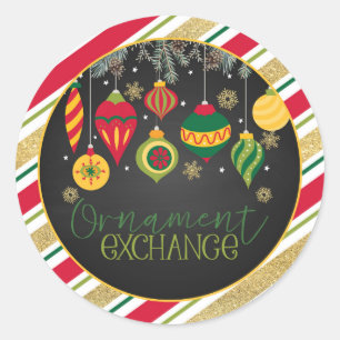 Adesivo Redondo Ornament Exchange Party Round Sticker - Blk