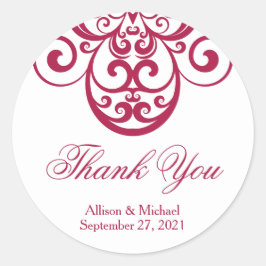 Adesivo Redondo Ornamentado De Morango, Obrigado, Stickers