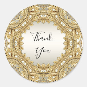 Adesivo Redondo Ornamentado Dourado