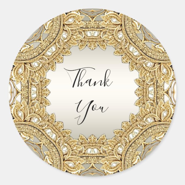 Adesivo Redondo Ornamentado Dourado (Frente)