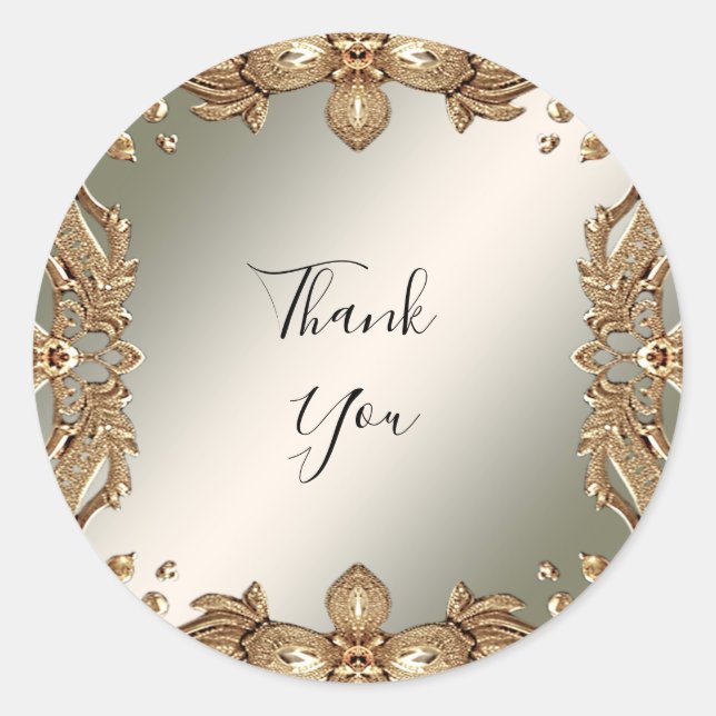 Adesivo Redondo Ornamentado Dourado (Frente)
