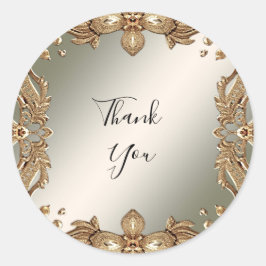 Adesivo Redondo Ornamentado Dourado