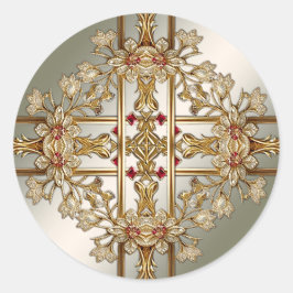 Adesivo Redondo Ornamentado Dourado