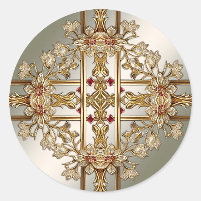 Adesivo Redondo Ornamentado Dourado (Frente)