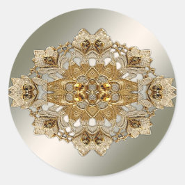 Adesivo Redondo Ornamentado Dourado