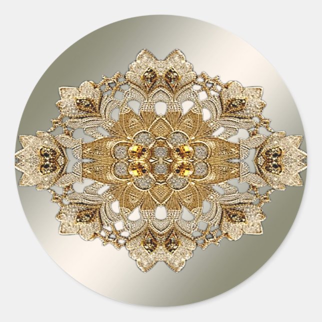 Adesivo Redondo Ornamentado Dourado (Frente)