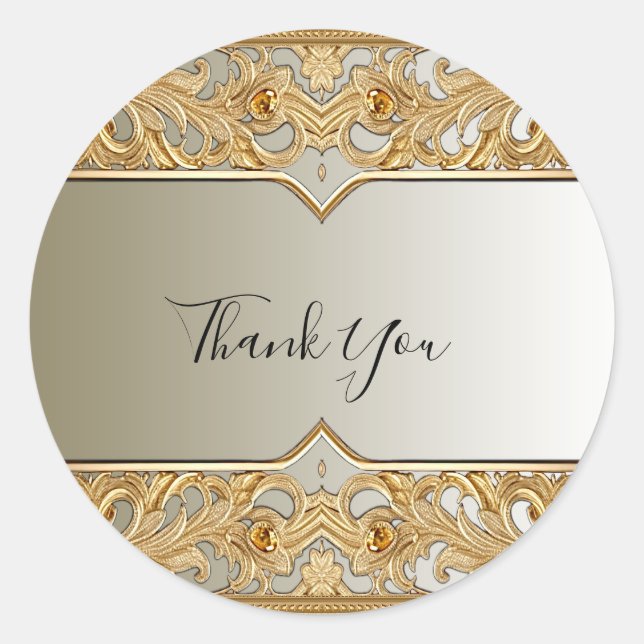 Adesivo Redondo Ornamentado Dourado moderno (Frente)