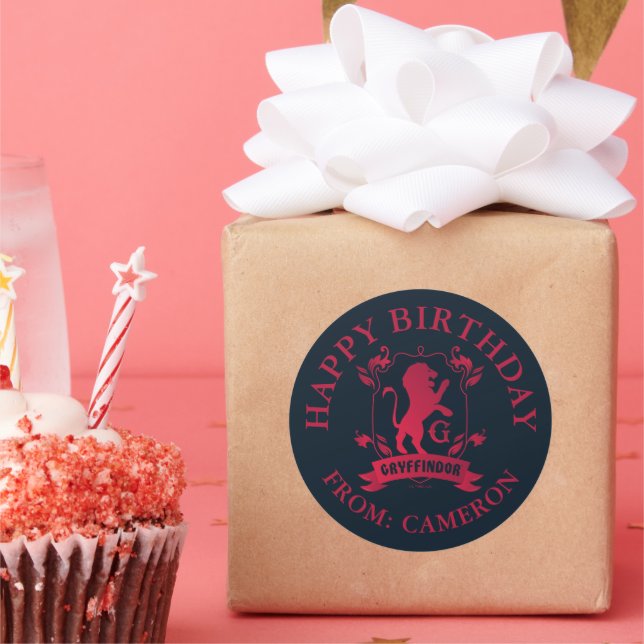 Adesivo Redondo Ornamentado GRYFFINDOR™ House Crest | Feliz Aniver (Festa)
