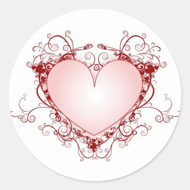Adesivo Redondo Ornamentado Heart Sticker (Frente)