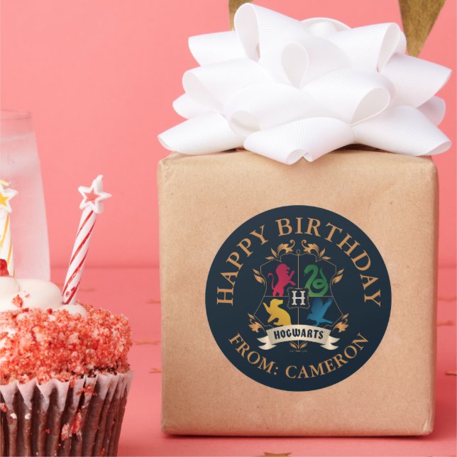 Adesivo Redondo Ornamentado HOGWARTS™ House Crest | Feliz Aniversá (Festa)