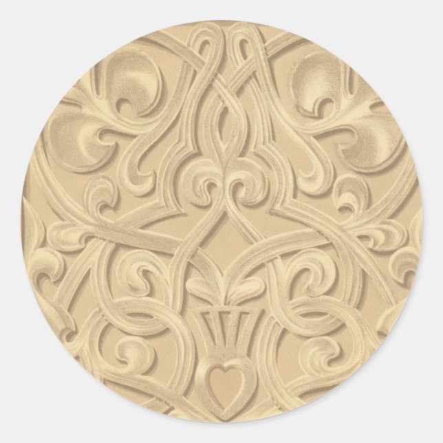 Adesivo Redondo Ornamentado Ouro Scrollwork Sticker (Frente)