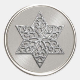 Adesivo Redondo Ornamentado Silver Star de David Envelope Seal