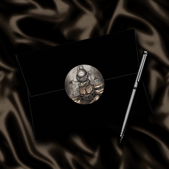 Adesivo Redondo Ornamentado Steampunk Cauldron | Livros ortográfic (Criador carregado)