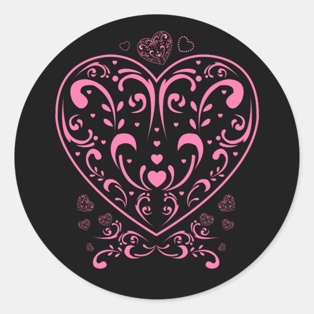 Adesivo Redondo Ornamental Valentine's Day  (Frente)