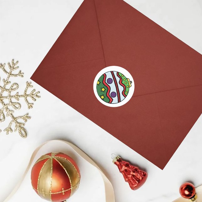 Adesivo Redondo Ornamento da Bola de Natal (Criador carregado)