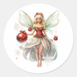 Adesivo Redondo Ornamento da fada de Natal