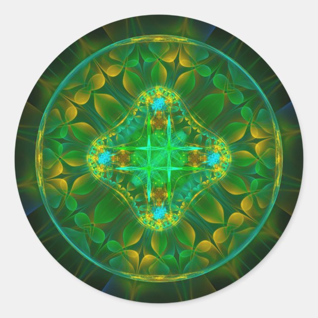 Adesivo Redondo Ornamento de fadas fractais redondos (Frente)
