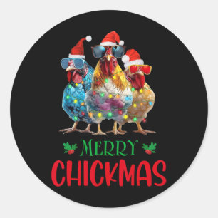 Adesivo Redondo Ornamento de Natal feliz Luz o Farmer de Frango
