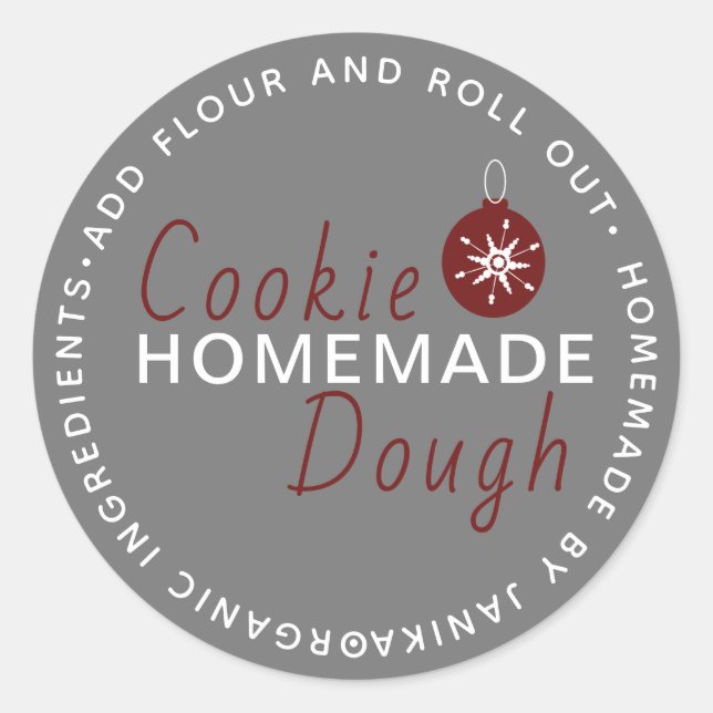 Adesivo Redondo Ornamento de Script Homemade de Cookie Dough (Frente)