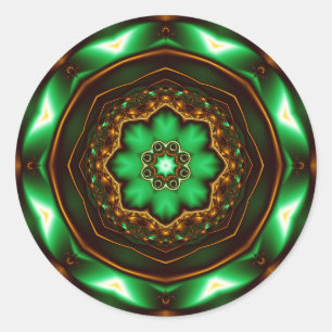 Adesivo Redondo Ornamento do fractal verde