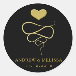 Adesivo Redondo Ornamento Dourado Faux | Vinheta Negra