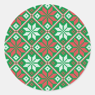 Adesivo Redondo Ornamento Feliz de Natal