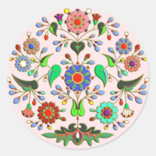 Adesivo Redondo Ornamento feliz floral redondo