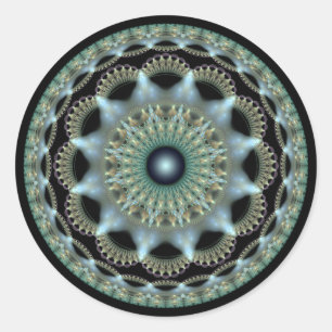 Adesivo Redondo Ornamento redondo fractal de estrela brilhante