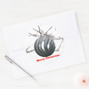 Adesivo Redondo Ornamento Sparkly de Prata de Natal