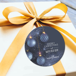 Adesivo Redondo Ornamentos Azuis de Natal