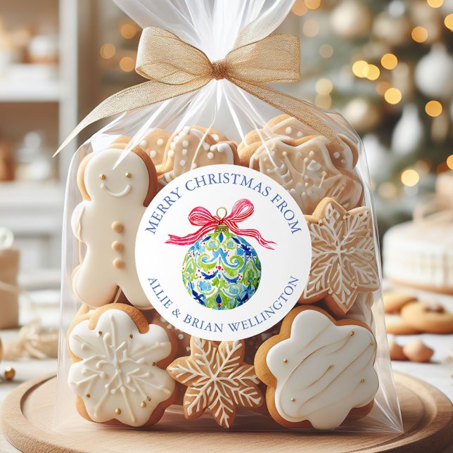 Adesivo Redondo Ornamentos de Balas de Pré-Papoila de Natal (Criador carregado)