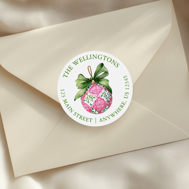 Adesivo Redondo Ornamentos de Balas de Pré-Papoila de Natal (Criador carregado)