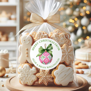 Adesivo Redondo Ornamentos de Balas de Pré-Papoila de Natal
