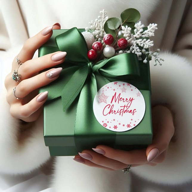 Adesivo Redondo Ornamentos de Flocos de Neve de Natal (Criador carregado)