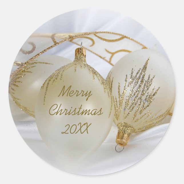 Adesivo Redondo Ornamentos Dourados Feriados (Frente)