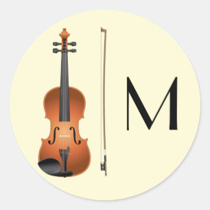 Adesivo Redondo Orquestra de Cordas de Professores Musicais Violin
