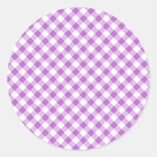 Adesivo Redondo Orquídea Roxa Gingham Retro