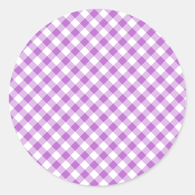 Adesivo Redondo Orquídea Roxa Gingham Retro (Frente)