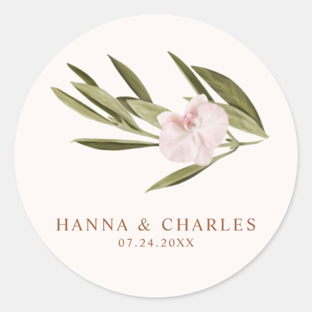 Adesivo Redondo Orquídea verde-rosa Eucalyptus (Frente)