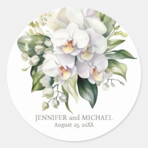Adesivo Redondo Orquídeas Brancas Flor Floral Casamento