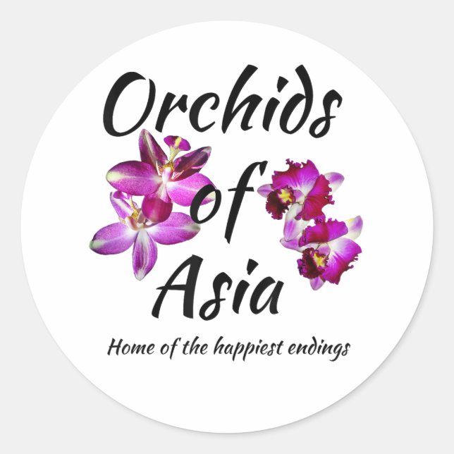 Adesivo Redondo Orquídeas da Ásia (Frente)