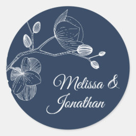 Adesivo Redondo Orquídeas elegantes casamento floral moderno român
