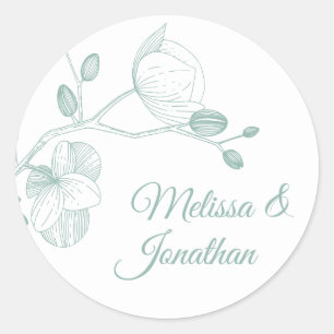 Adesivo Redondo Orquídeas elegantes casamento floral moderno român