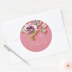 Adesivo Redondo Orquídeas Feliz Dia das Mães