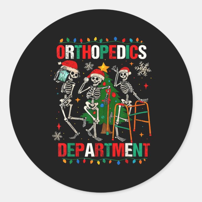 Adesivo Redondo Ortho Squad Bones Healthcare Nurse Doctor Joke Xma (Frente)