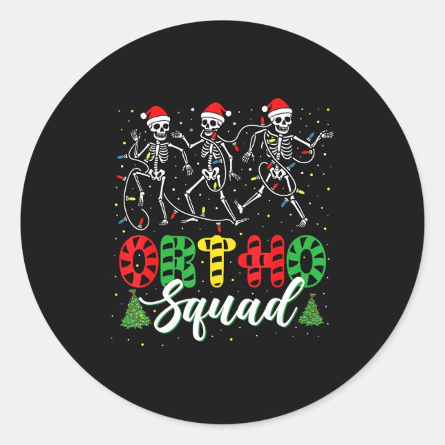 Adesivo Redondo Ortho Squad Christmas Three Santa Skeletons Proud  (Frente)