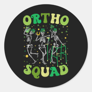 Adesivo Redondo Ortho Squad Dancing Skeletons St Patricks Orthopop
