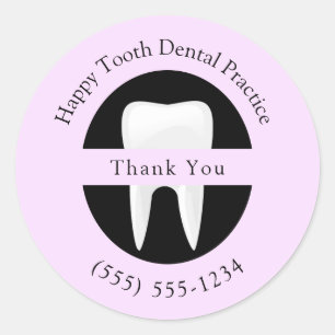 Adesivo Redondo Ortodontista Dental Obrigado Rosa Personalizado
