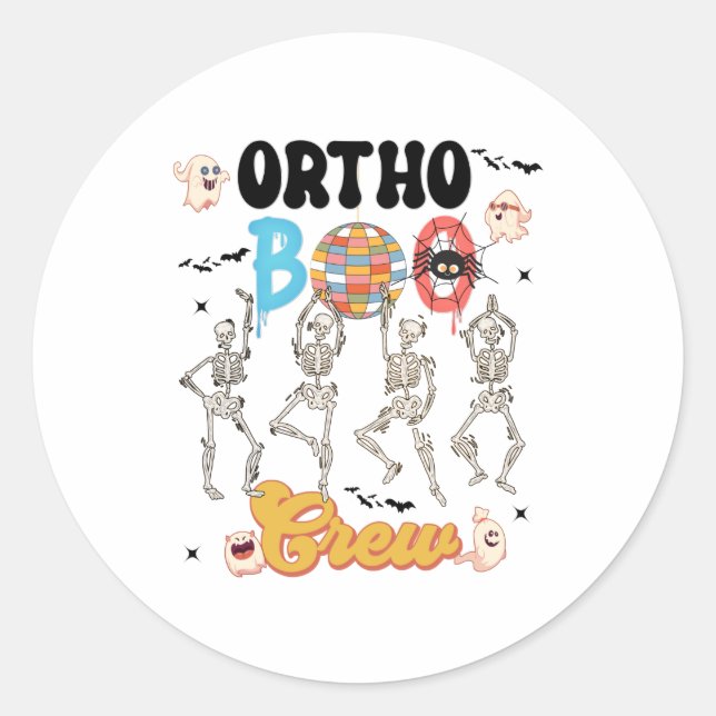 Adesivo Redondo Ortopedia Ortopedia Halloween Boo Crew (Frente)