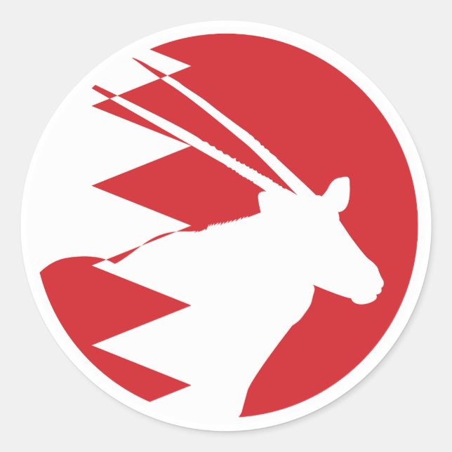 Adesivo Redondo Oryx Bahraini (Bahrain National Animal Flag) (Frente)